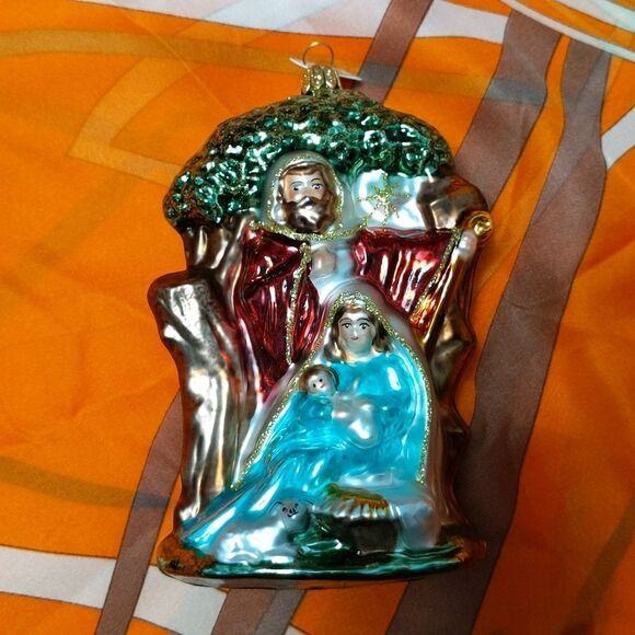 Glass POLAND mouth BLOWN hand painted CHRISTMAS ORNAMENT Nativity - Picture 1 of 8